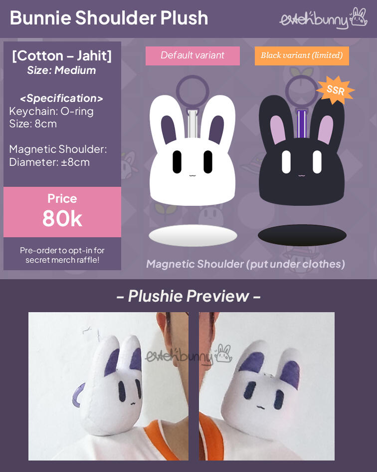 Bunnie Shoulder Plush, your fashion + bunnie on shoulder! (8-10 cm for IDR 80k)