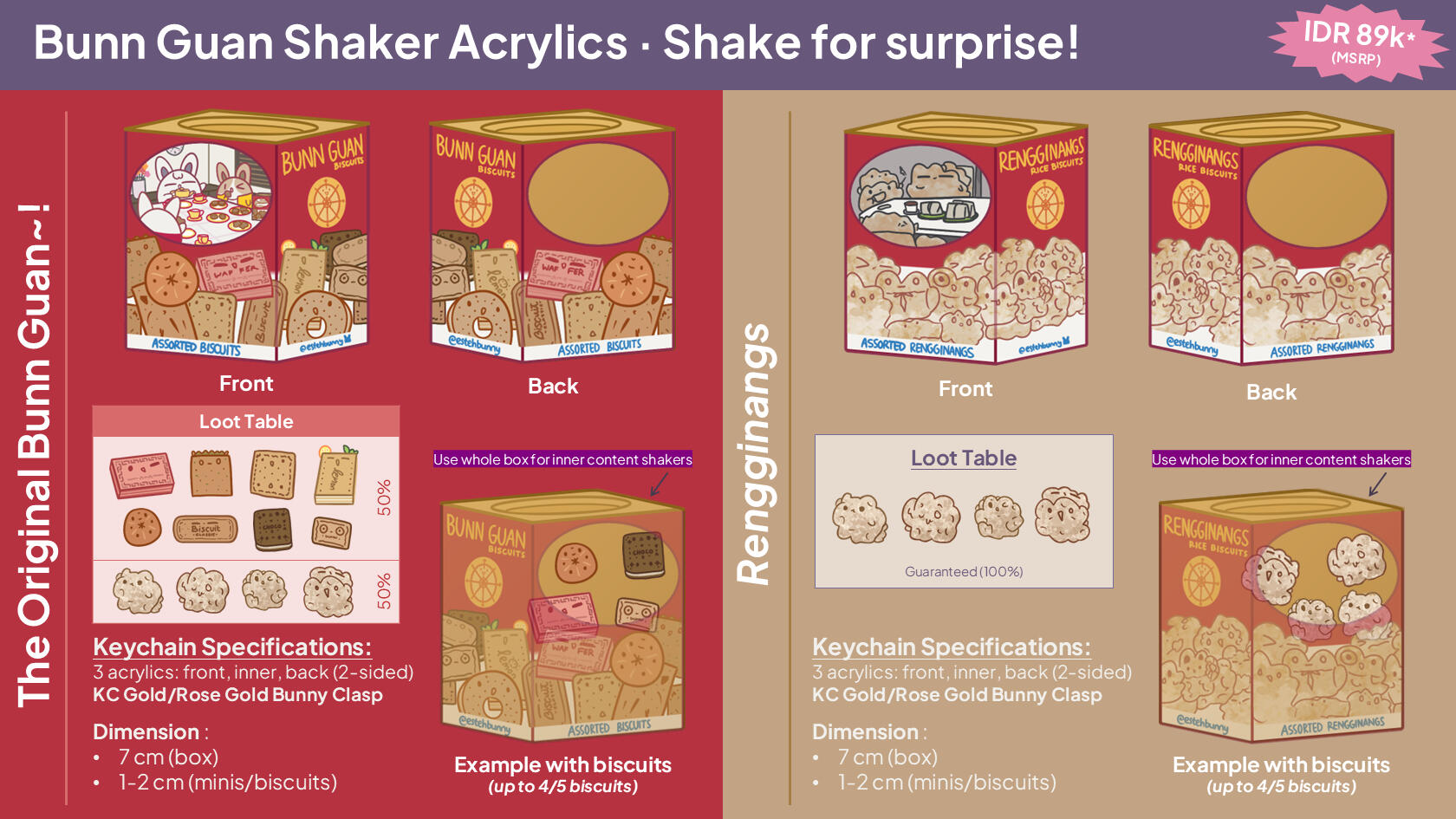 Bunn-Guan Shaker Acrylics - Shake for surprise~! (IDR 89k) Variants: Bunn-Guan (50% Biscuit/50% Rengginang) Rengginangs (100% Rengginang)